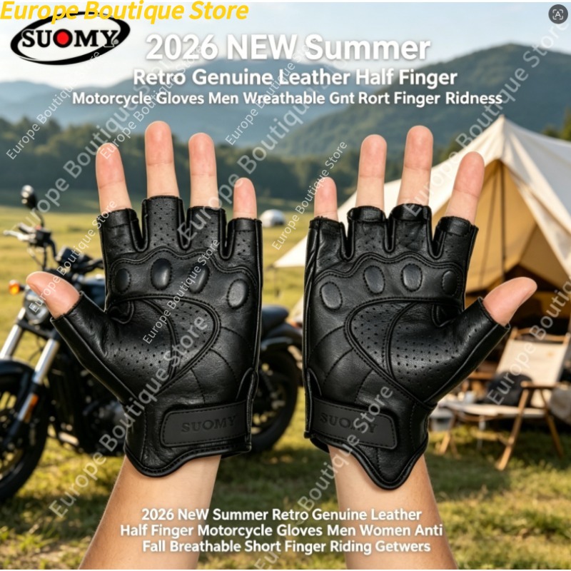 Motorcycle Gear For Women - Retro Half Finger Motorcycle Gloves Genuine