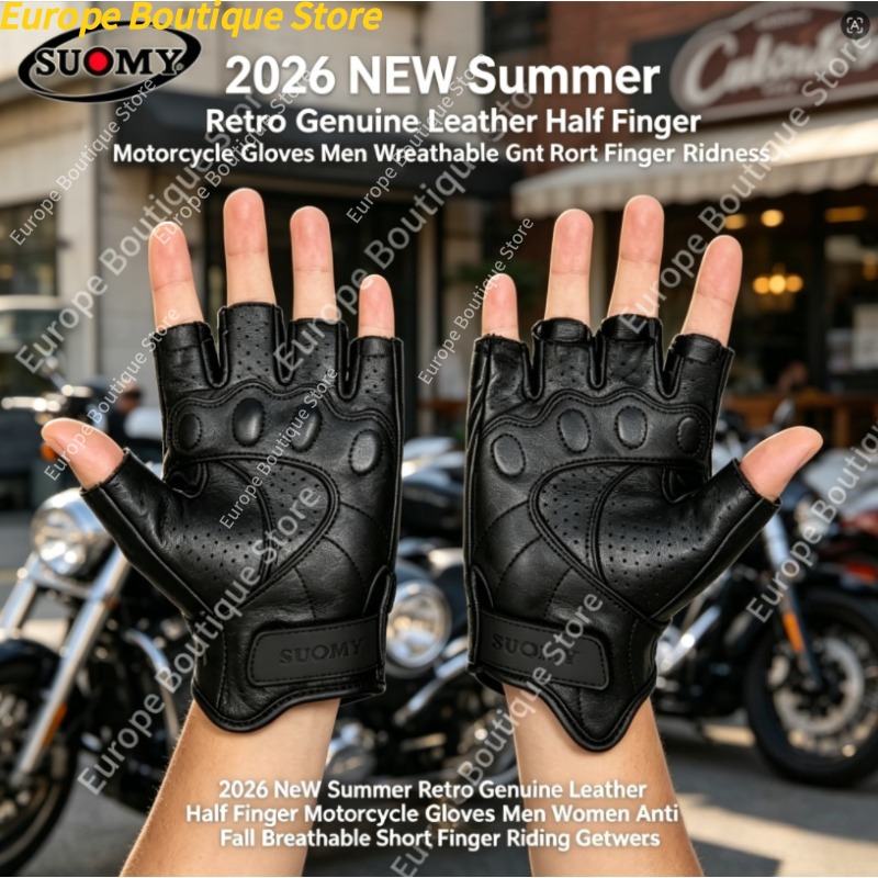 Motorcycle Gear For Women - Half Finger Motorcycle Gloves Genuine Leather