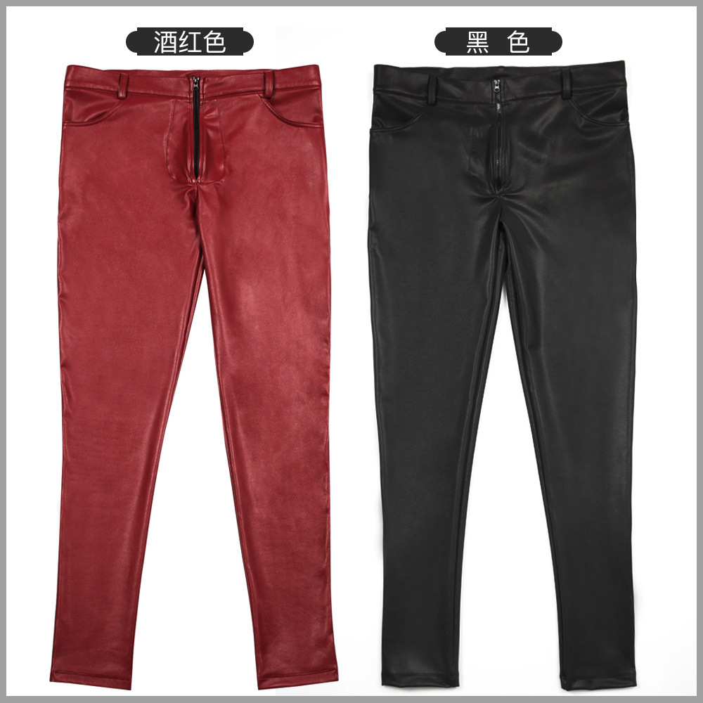 Men's PU Leather Skinny Jeans  - огляд і ціна Motorcycle Gear Jeans